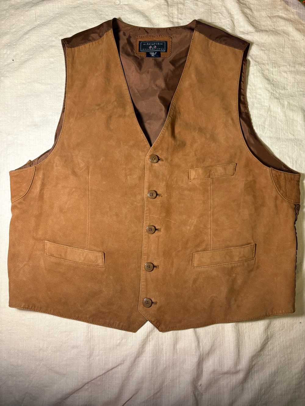 Aviator International leather vest men’s XL